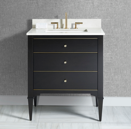 Charlottesville w/Brass 30" Vanity - Vintage Black